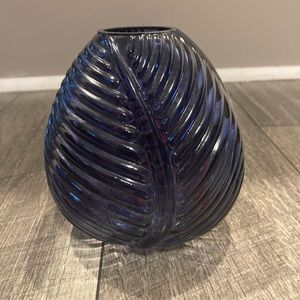 Blue textured glass vase